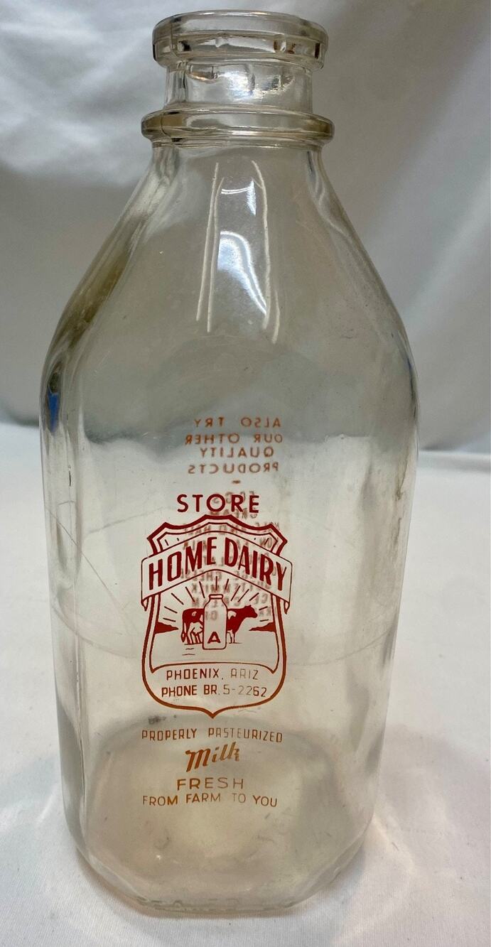 Home Dairy Phoenix Arizona Half Pint Pyro Dairy Bottle HTF